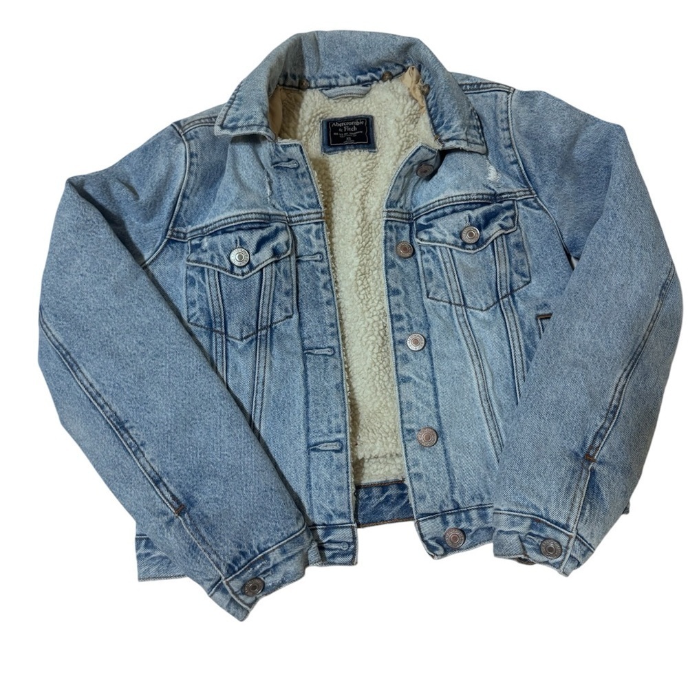 Abercrombie & Fitch Light Blue Denim Jacket with Cream Lining